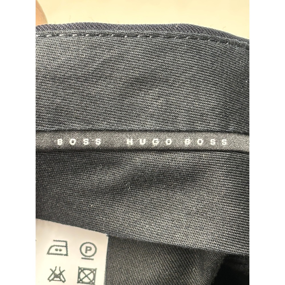 HUGO BOSS Men's Wool Dress Pants Trousers Black Pleated Cuffed 40X26 - Picture 8 of 15